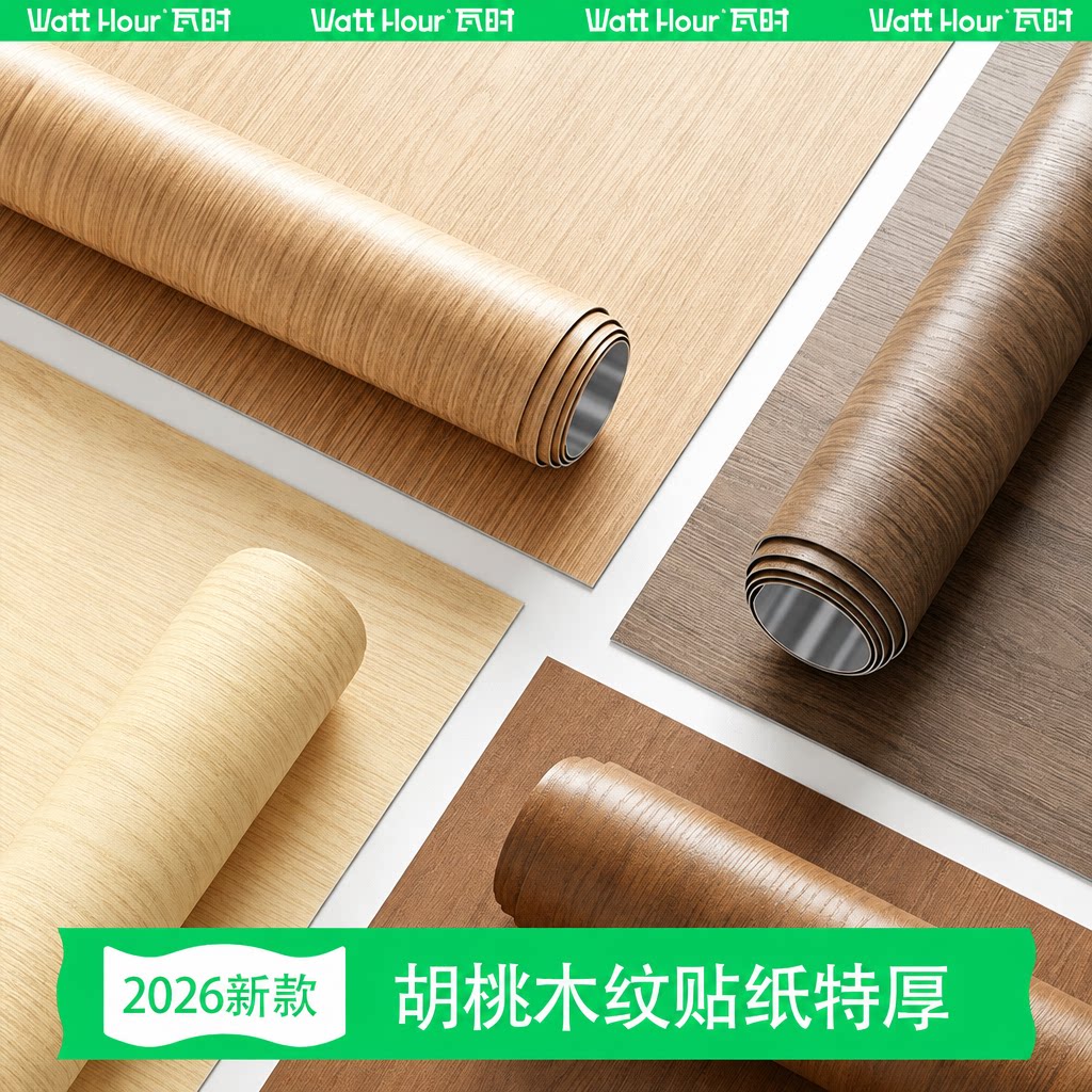 新款升级特厚不透底胡桃木纹贴纸图片