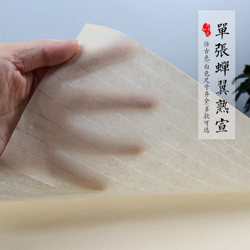 单张【机制蝉翼熟宣毛边纸】工笔画小楷瘦金体毛笔书法专用
