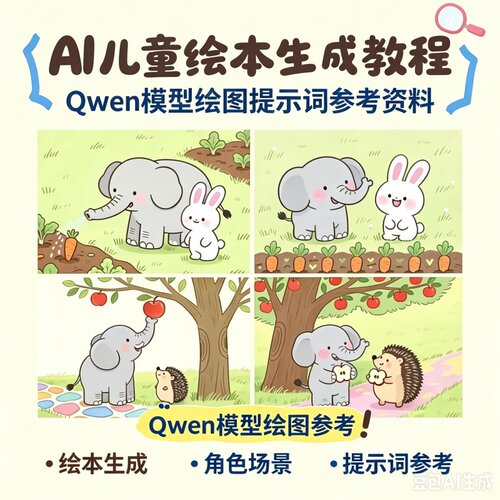 AI儿童绘本生成教程Qwen模型绘画创作提示词整理全套参考资料包
