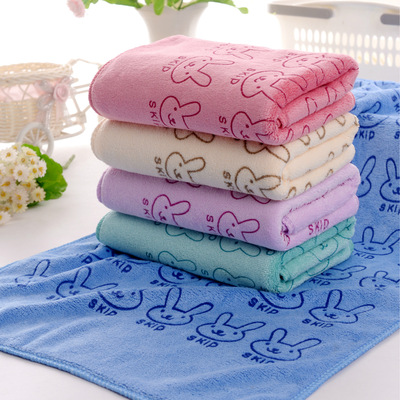 印花小兔头擦头发速干毛巾