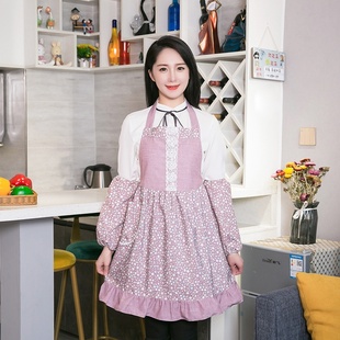 时尚 韩版 双层防水防油围裙厨房做饭围腰可爱公主罩衣家用女