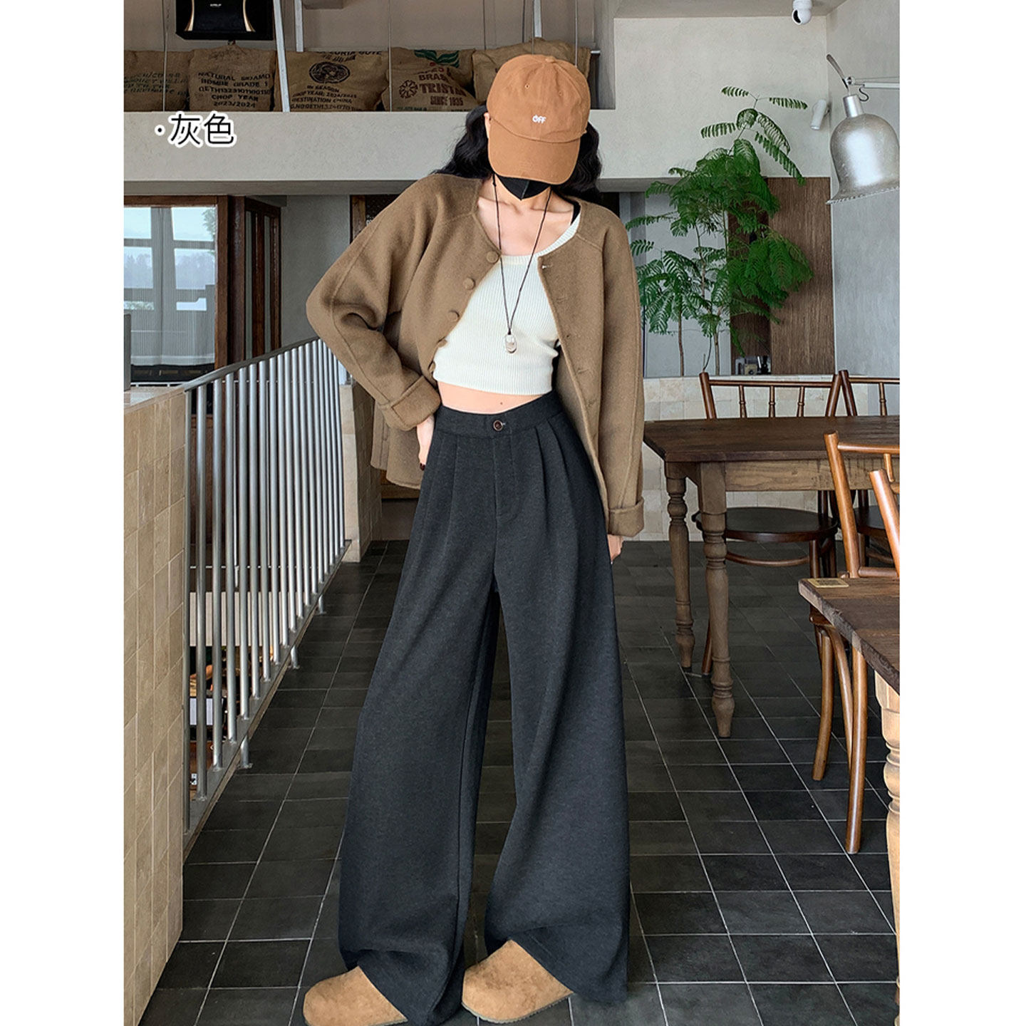 加绒加厚醋酸羊绒阔腿裤女冬季高腰气质垂感糯米直筒西装休闲裤子,女装/女士精品,休闲裤,淘宝优惠券,粉丝福利购,淘宝优惠卷