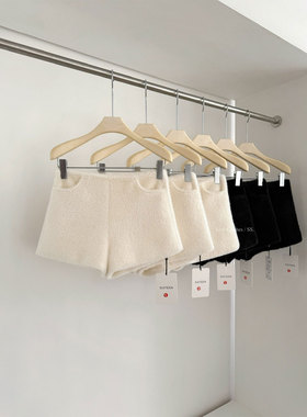 秋冬bi备白色裤子毛绒仿貂绒短裤女春季腿长气质阔腿小个子休闲裤