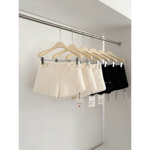 秋冬bi备白色裤子毛绒仿貂绒短裤女春季腿长气质阔腿小个子休闲裤