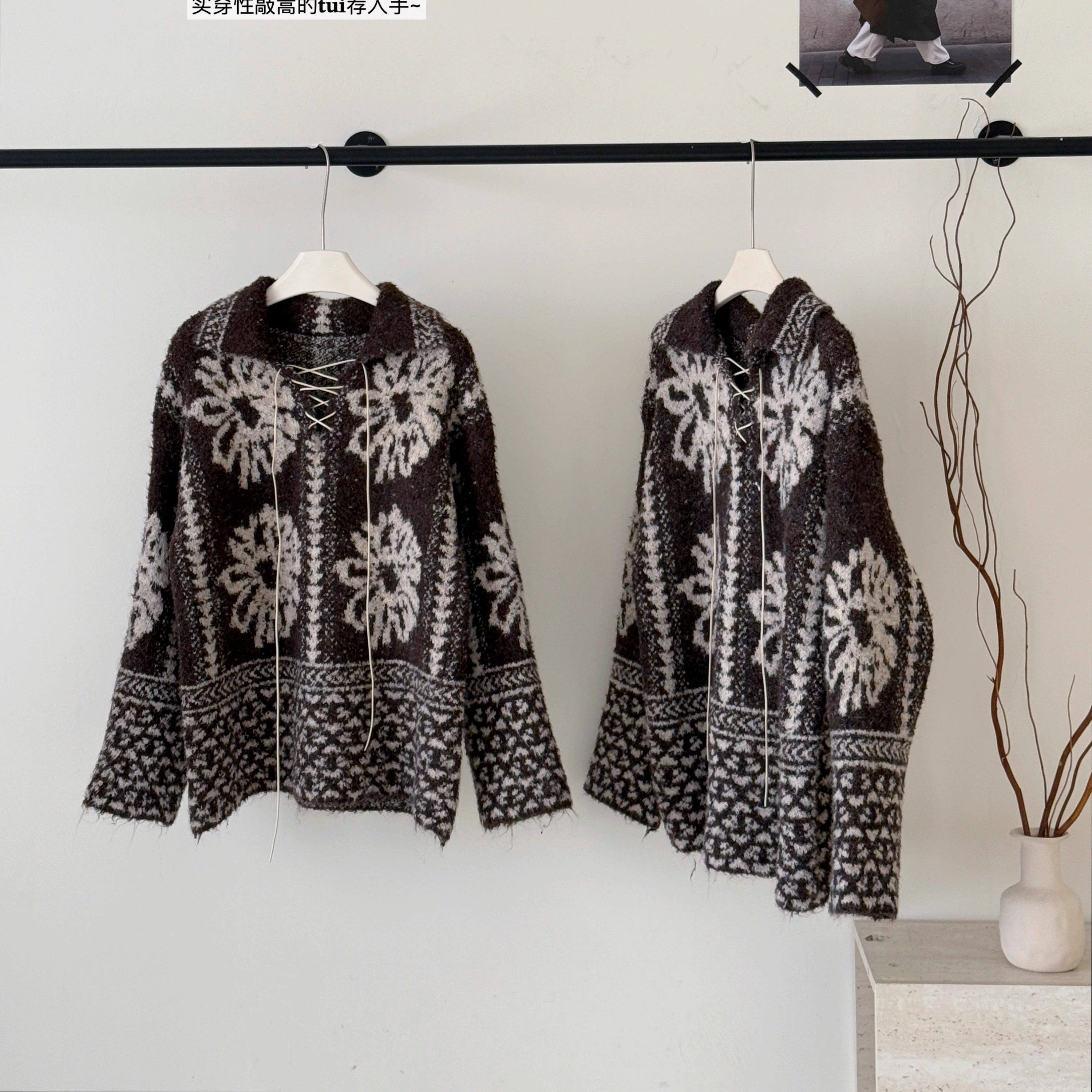 费尔岛毛线衣冰岛花针织毛衫上衣