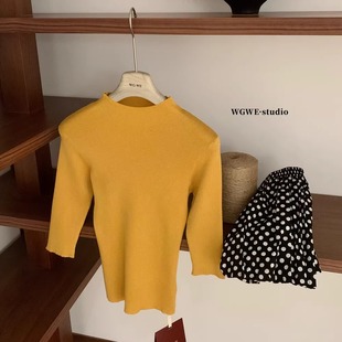 高级感半高领打底气质女上衣秋冬五分袖 巨好看质感毛衣 内搭针织衫