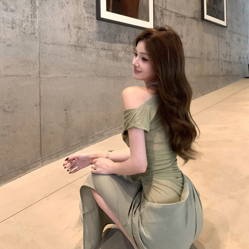 一裙三穿褶皱设计感网纱连衣裙女