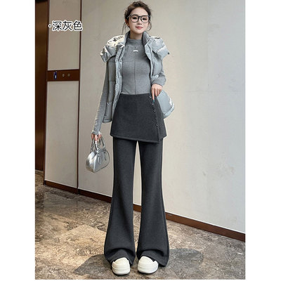 【赠运费险】绒假两件屁帘微喇裤