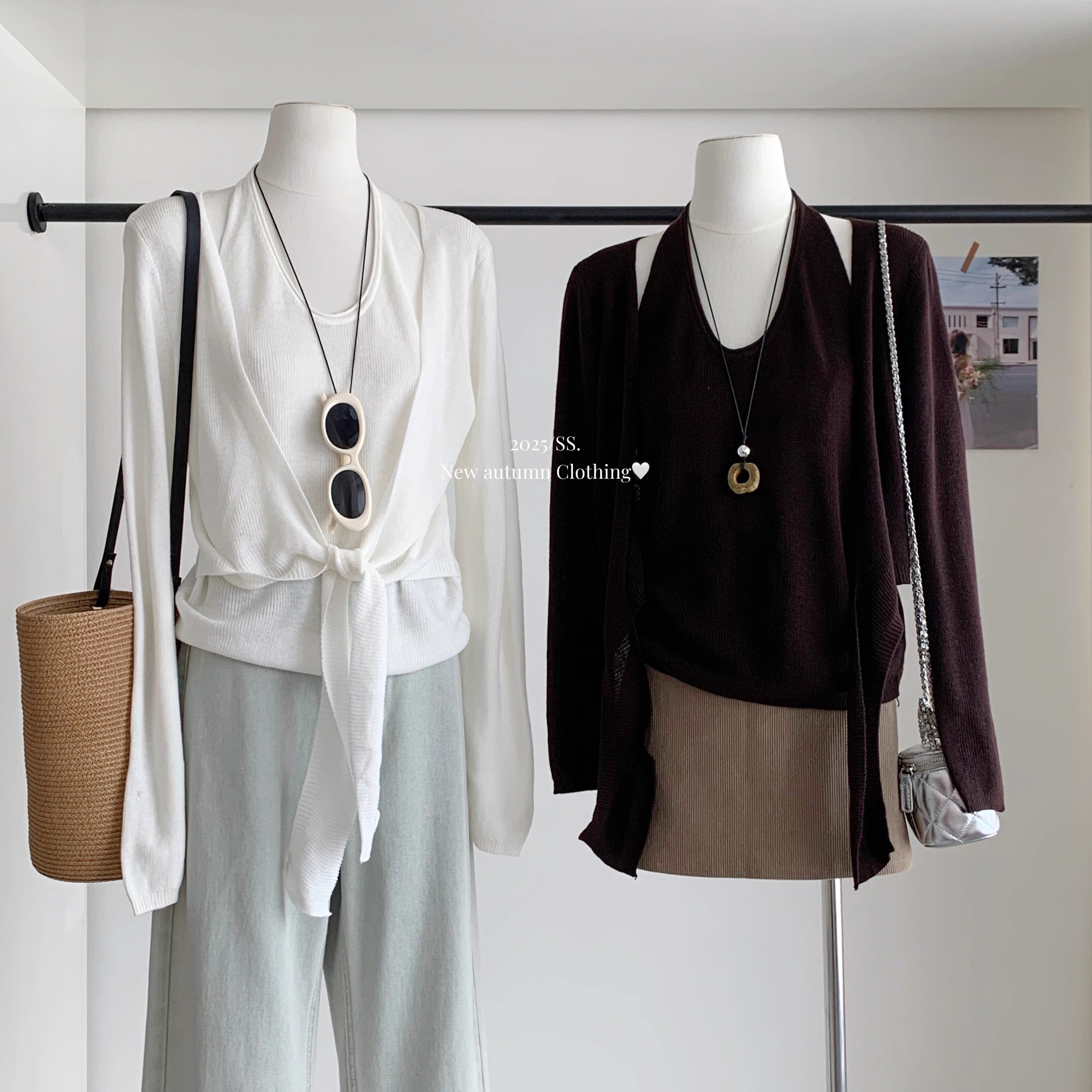 巨好看早秋穿搭挂脖假两件针织衫