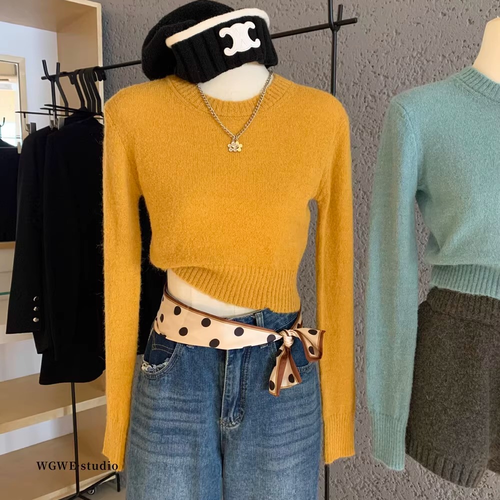 (Miu系复古调色盘)圆领毛衣女