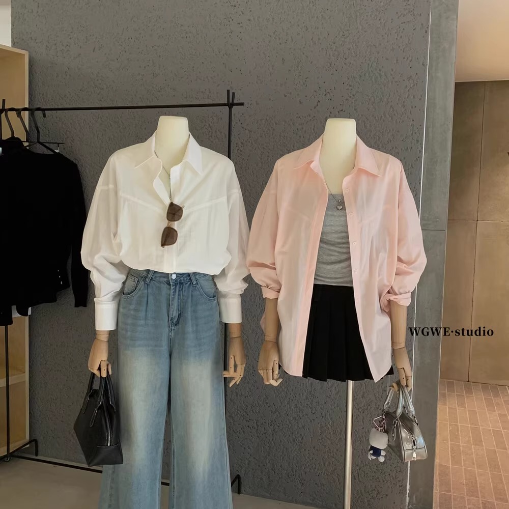 极简高级感慵懒翻领长袖衬衫外套