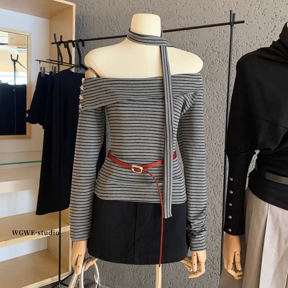 露肩打底衫绝美巨好看的小上衣