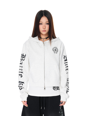 SREK美式复古辣妹拉链连帽卫衣女秋季新款宽松休闲百搭开衫外套