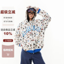 SREK 宽松休闲潮牌情侣外套 美式 复古小狗满印耳朵连帽卫衣女秋季