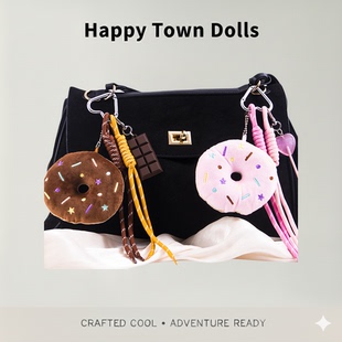 2026新食玩m系挂件甜甜圈毛绒公仔包包挂件棒棒糖编织绳女钥匙扣