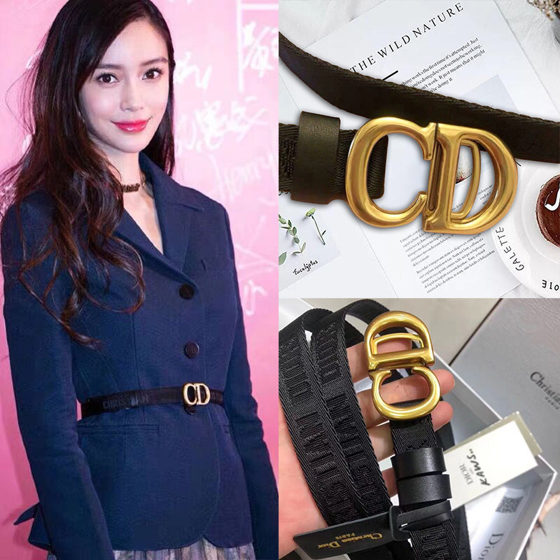 CD时尚印花青年裤带学生女士帆布简约百搭单圈装饰字母编织腰带