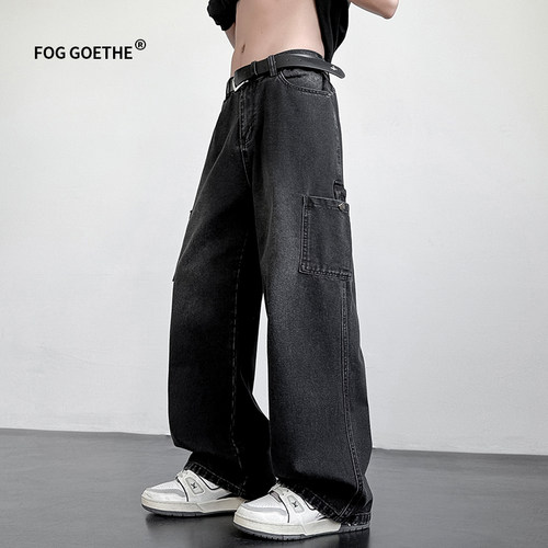 FOG GOETHE美式潮牌牛仔裤男士春秋季直筒宽松男生阔腿休闲长裤子