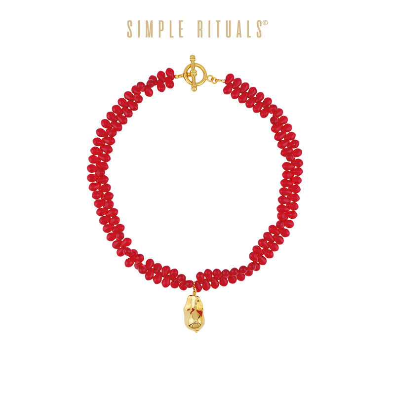 Simple Rituals西西里烈焰红琉璃锁骨链串珠天然石高级感小众项链