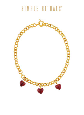 Simple Rituals意大利威尼斯手工琉璃猩红色伊甸园爱心琉璃项链女