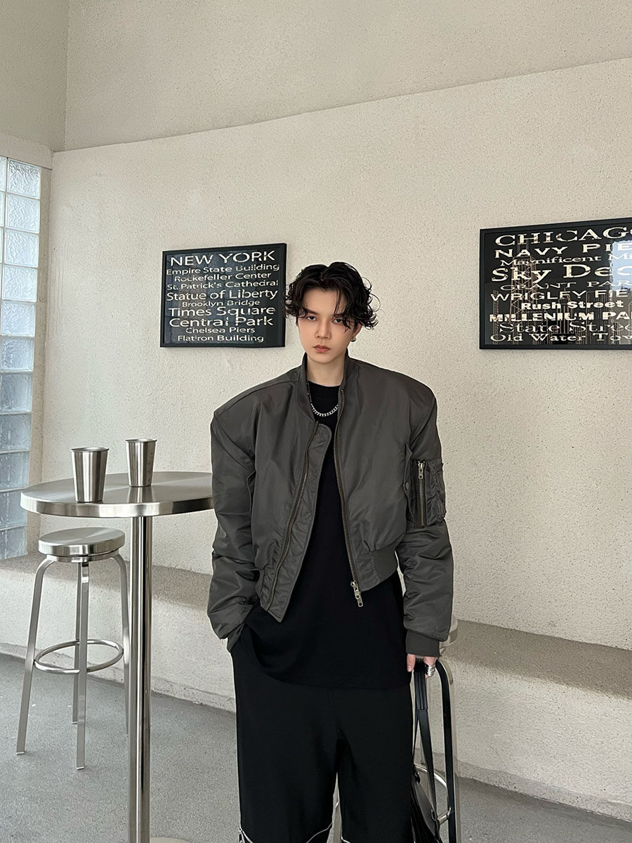 Fei自制秋冬技能加厚短款军绿色休闲夹克ins韩版潮流百搭棉衣外套