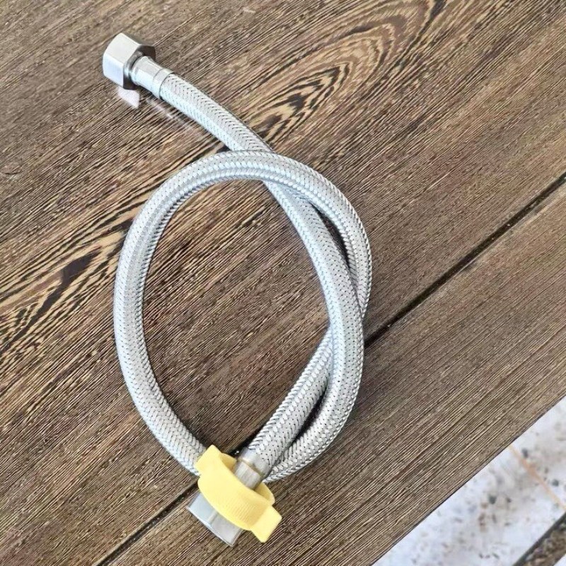 编织管龙头冷热双头软管延长管防爆管4分加长304不锈钢水龙头