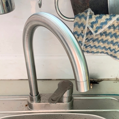 不锈钢混水阀双联家用卫生间加高板凳转动双孔旋转水龙头台盆面盆