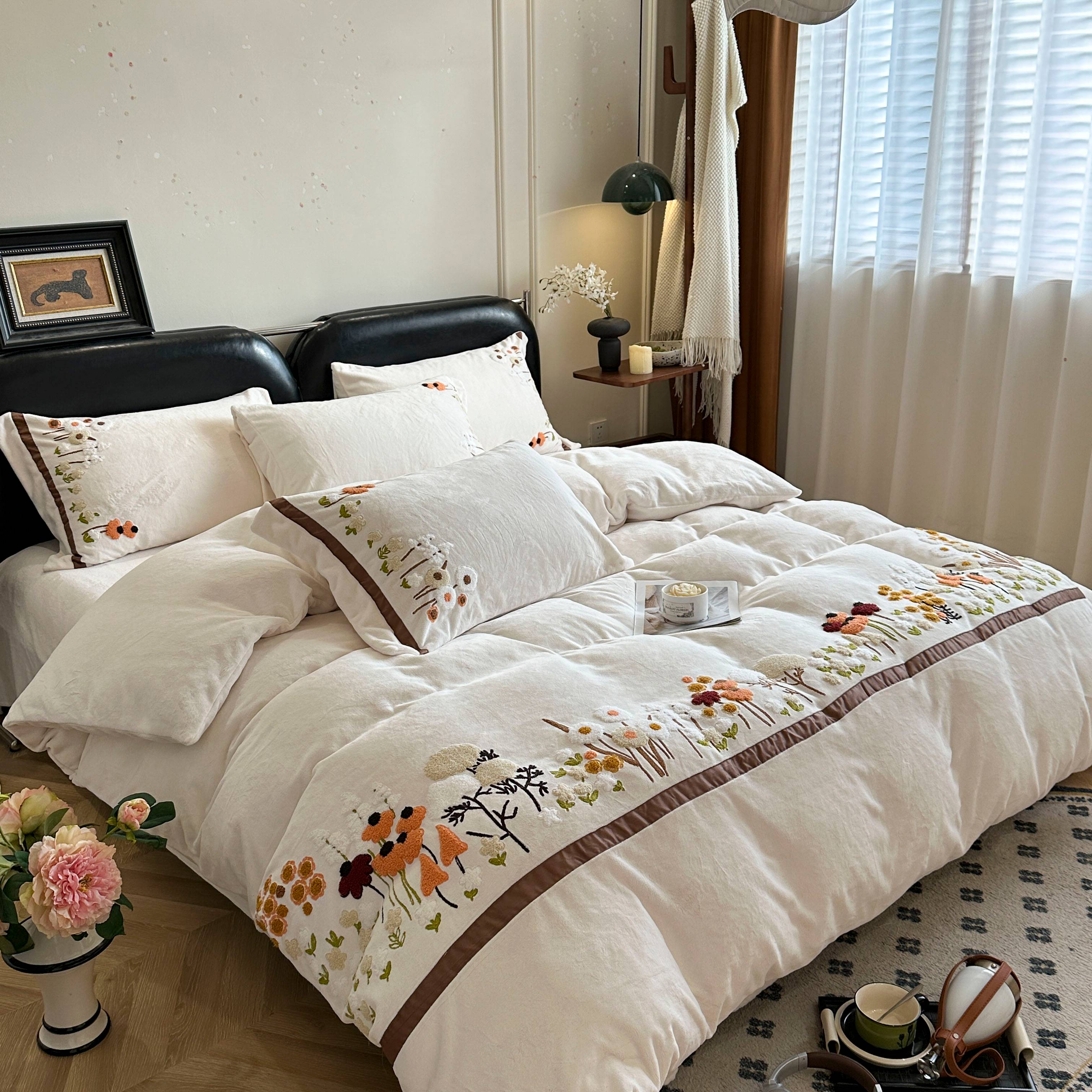 全消光牛奶绒毛巾绣四件套晴川