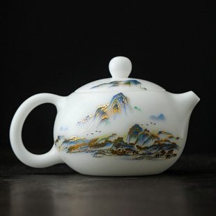 羊脂玉瓷西施壶家用白瓷茶壶泡茶功夫茶具礼盒装