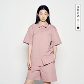 2025春夏衬衫 简约纯色OVERSIZE宽松休闲polo衫 短袖 ADLV新款 衬衫 女