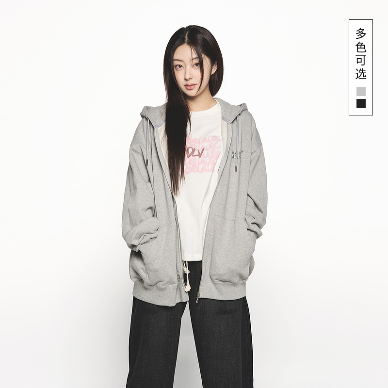 ADLV 2025春夏新品权顺荣同款外套 篮球印花连帽衫拉链式卫衣外套