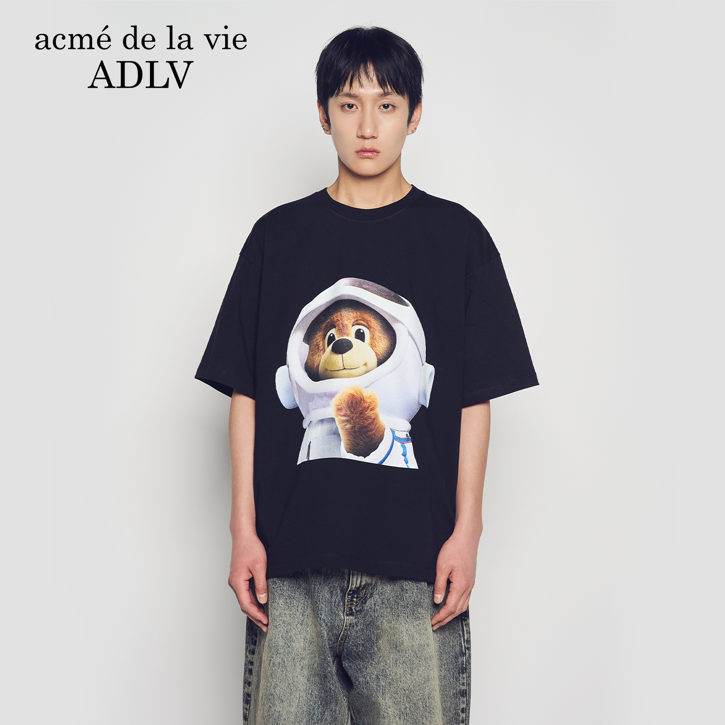 ADLV2026年新款短袖AC熊娃娃脸宇航员印花T恤卡通风圆领夏季