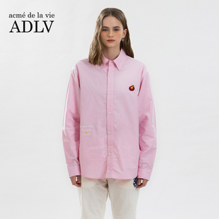 polo衫 ADLV联名春秋季 潮流衬衫 纯棉长袖 粉色 Edgewalker 男女款