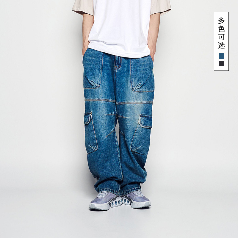ADLV 2025春夏新款裤子宽松休闲百搭时尚工装裤水洗牛仔裤长裤子,女装/女士精品,牛仔裤,淘宝优惠券,粉丝福利购,淘宝优惠卷