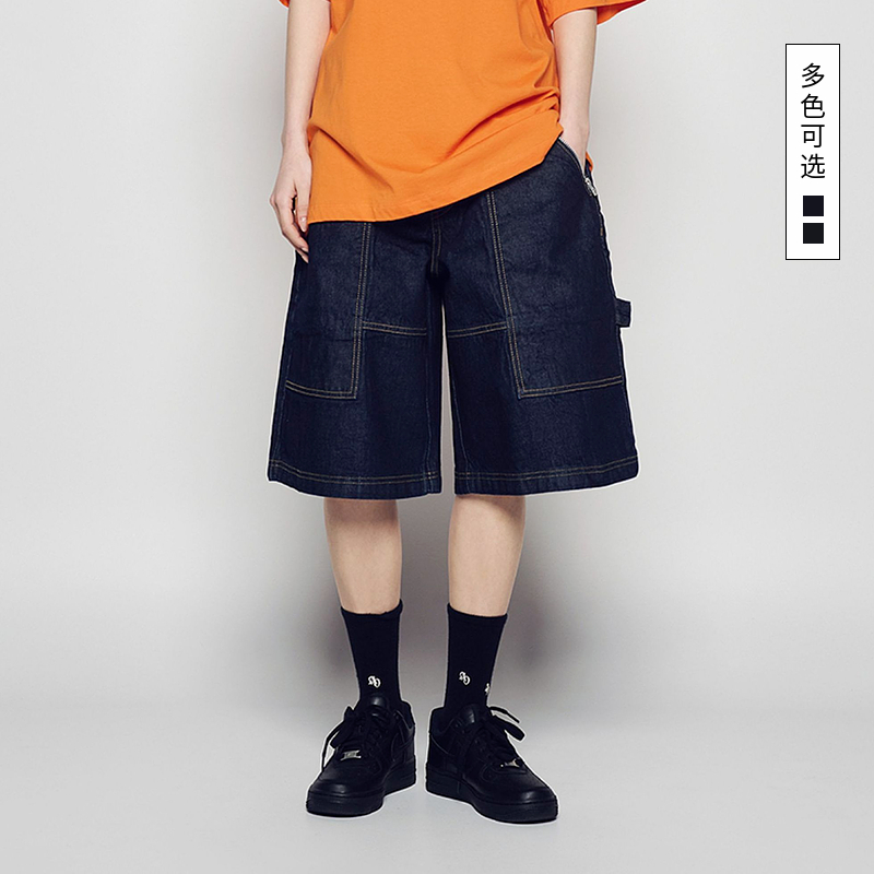 ADLV韩国潮牌2025夏季新品裤子休闲宽松拉链细节牛仔短裤男女士款