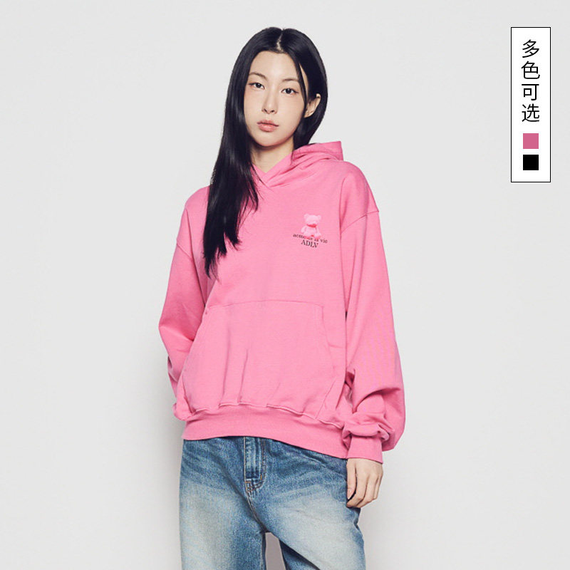 ADLV新款毛茸小熊连帽卫衣男女同款25年新款百搭上衣韩版宽松休闲