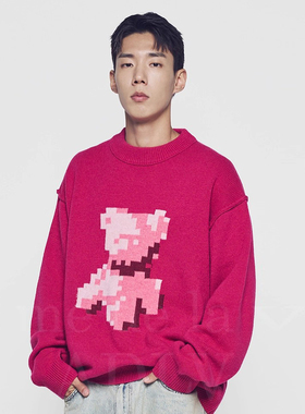 ADLV秋冬季HOSHI权顺荣同款针织衫可爱小熊男女同款圆领毛衣套头