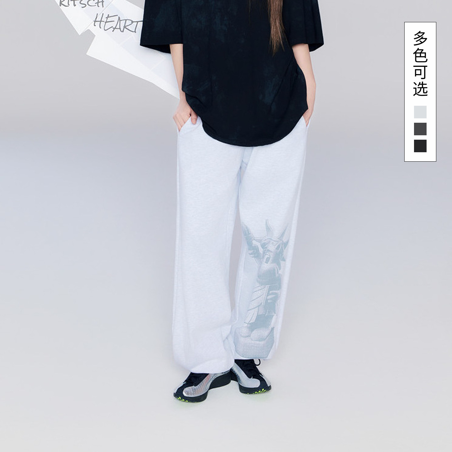 ADLV韩国潮牌2025秋季新品裤子YENA同款自由神像印花长裤休闲裤