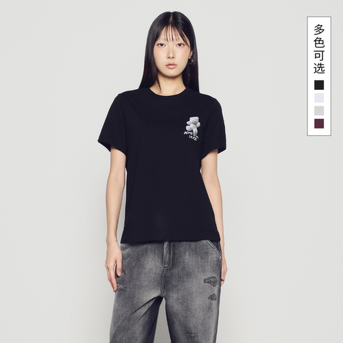 ADLVAC熊印花纯棉短袖T恤女