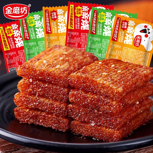金磨坊亲亲烧亲嘴辣条小零食休闲麻辣豆干儿时小吃香辣烧大刀肉