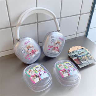max保护套透明软壳airpods max保护罩蓝牙耳机头戴外壳耳罩apm保护壳 airpods 卡通可爱小猫咪适用苹果新款