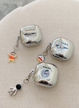 适用Samsung buds2三星蓝牙无线耳机电镀软保护套充电仓日韩卡通可爱个性男女budslive分体GalaxybudsPro挂件