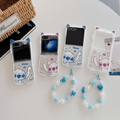 史迪仔适用三星zflip7FE手机壳折叠屏zflip6/5硅胶保护套可爱卡通ZFlip4/3防摔软壳W24/W25Flip手链情侣款