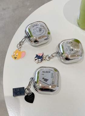 适用Samsung buds2三星蓝牙无线耳机电镀软保护套充电仓日韩卡通可爱个性男女budslive分体GalaxybudsPro挂件