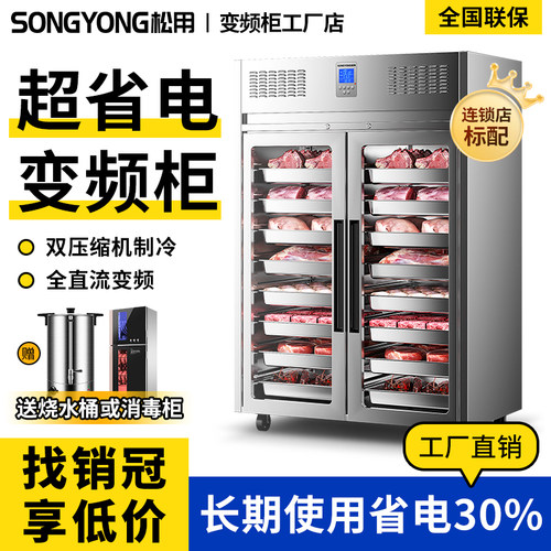立式商用冷冻柜大容量双开门变频冷藏酒店加厚不锈钢风冷冰箱变频