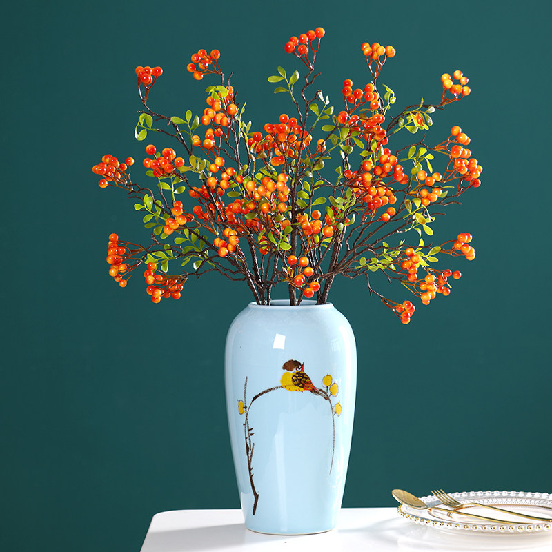 仿真浆果发财果秋实果红果子客厅室内中式花艺假花摆设装饰花摆件