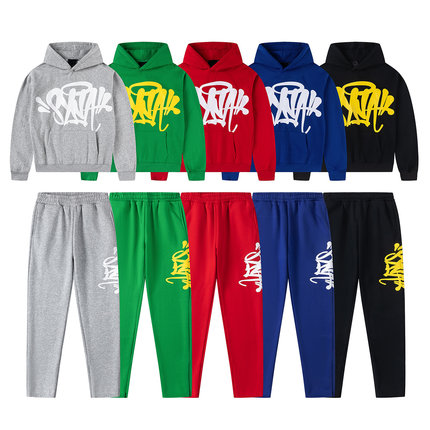 Synaworld美式高街嘻哈加绒连帽卫衣卫裤男女宽松休闲潮牌套装INS