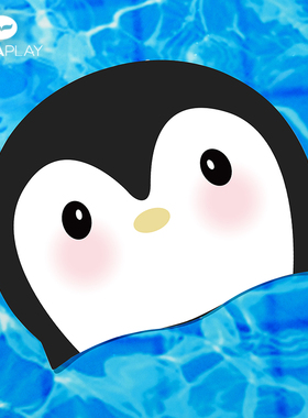 AquaPlay安泊来泳帽新款护耳不勒头儿童硅胶游泳帽训练企鹅可爱