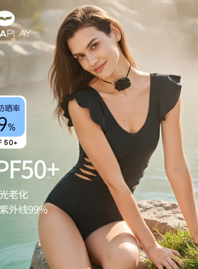 泳衣女士高级感泡温泉泰式三角游泳装黑色镂空性感2025新款连体