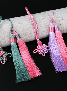 中国结流苏穗子diy编织汽车挂件坠组合平安扣双色拼头吊坠挂绳须