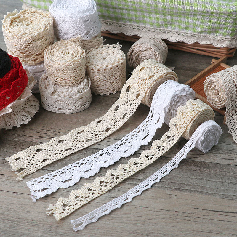 花边蕾丝布辅料窗帘衣服包边条装饰diy仿麻绳丝带米白色手工材料